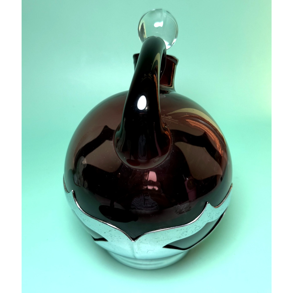 Vintage Farber Brothers Krome Kraft Amethyst Glass Decanter Ball Pitcher Stopper - Picture 4 of 10